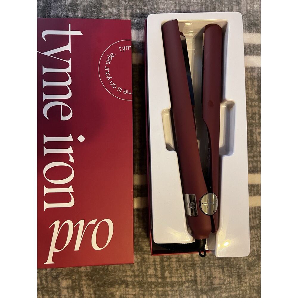 Tyme Iron Pro 2-in-1 Hair Curler and Straightener- burgundy In Box